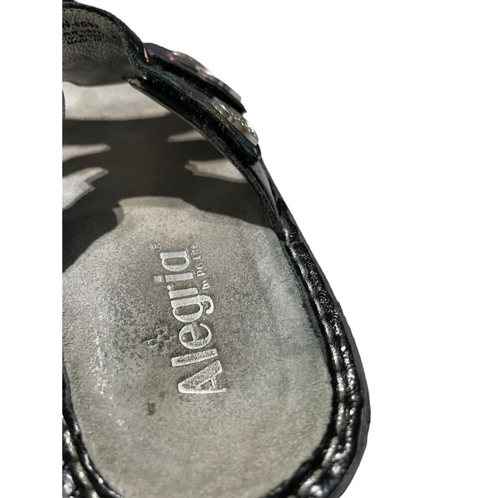 Alegria Wedge 3 Strap Sandals Glitter Multicolor Snake Rhinestone Sz 39 - Picture 4 of 8